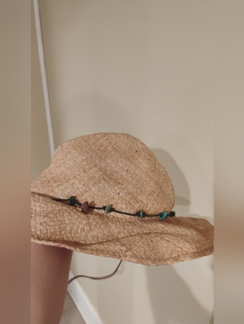 Vintage 2000s Authentic Western Girl Straw Hat With Faux Turquoise Detail OS - Picture 2 of 5
